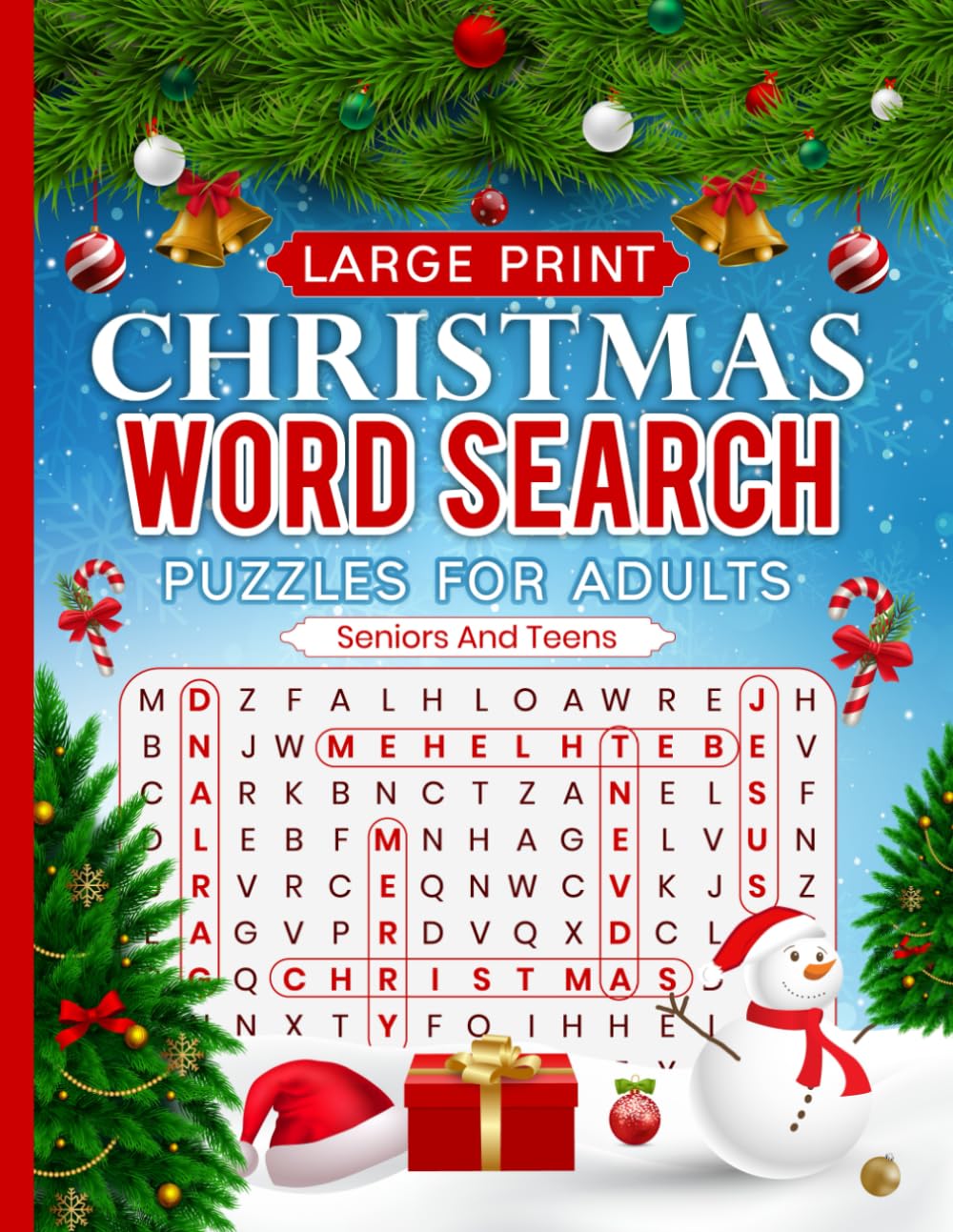 Christmas Word Search Puzzles For Adults, Seniors and Teens: Large Print, Relax, and Engage Your Mind and Experience Stress Relief