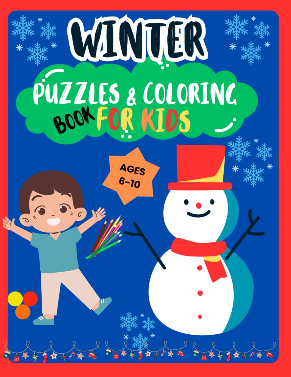 Winter Puzzles & Coloring Book For Kids
