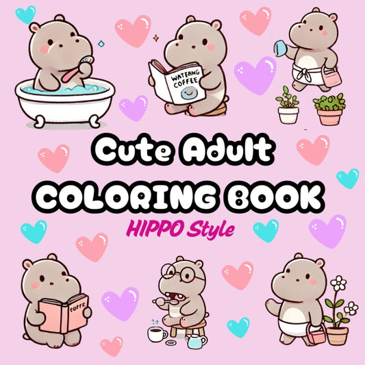 Calm and Cozy Coloring: Life's Little Joys Hippo Style: Adult coloring book but perfect for all ages - 5841