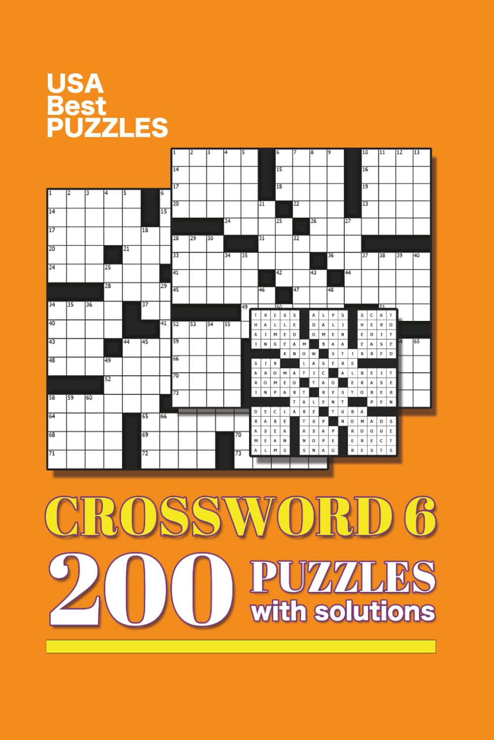 USA Best Crosswords 6: 200 Puzzles Easy to Hard for Adults with solutions