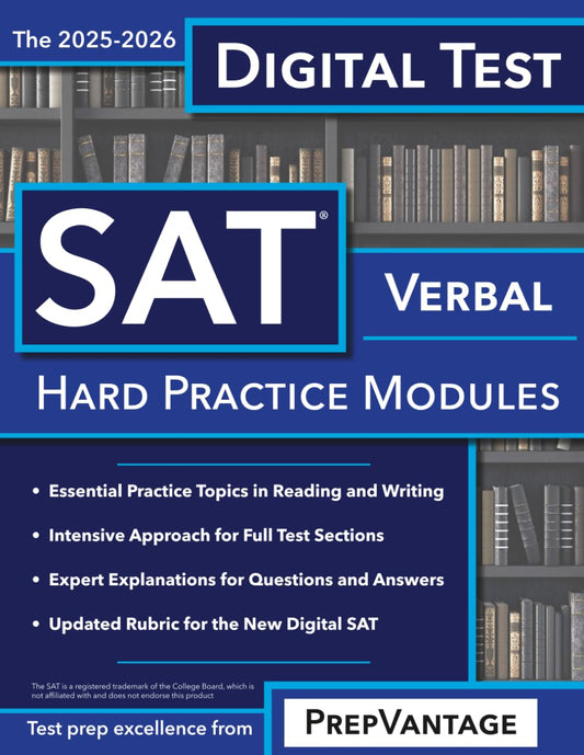 Digital SAT Verbal: Hard Modules, 2025-2026 Edition (Digital SAT: Reading and Writing) - 9153