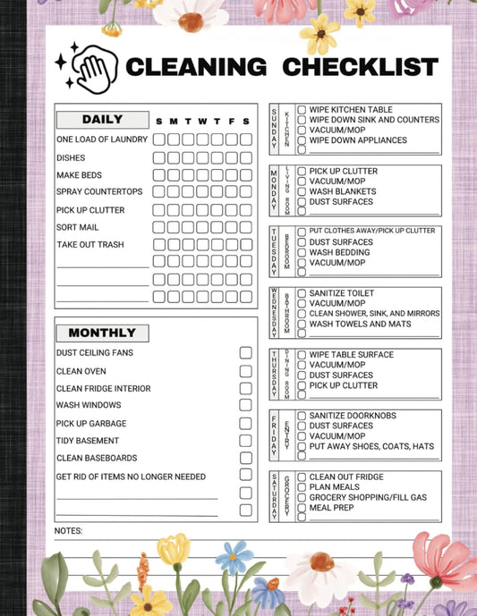 Cleaning Checklist: A Household Schedule for Daily, Weekly, and Monthly Chores - 8962
