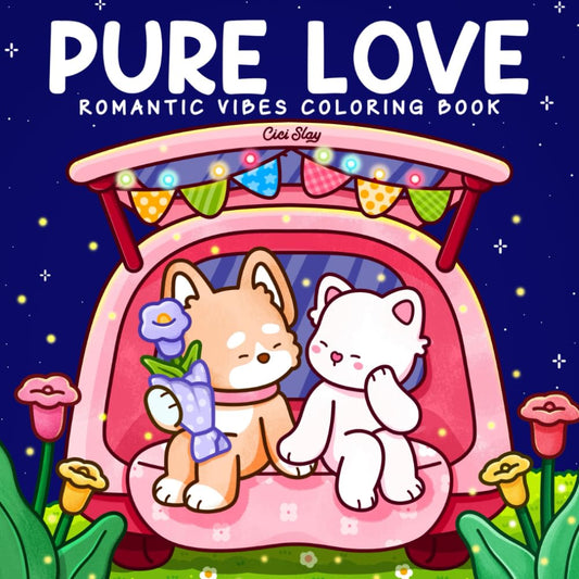 Pure Love: Adult Coloring Book Featuring Fuzzy Animal Couples in Sweet Moments and Cozy Valentines, Cute and Easy Designs for Relaxation - 8832