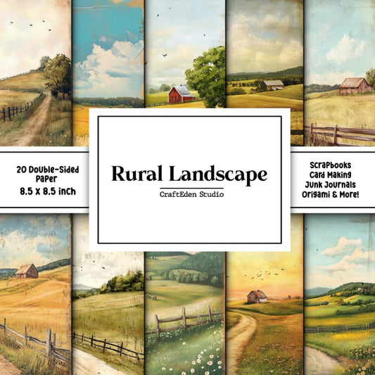 Rural landscape Scrapbook Paper: Decorative Double-Sided Craft Papers For Junk Journals, Wrapping & Mixed Media, Card Making And More - 2028