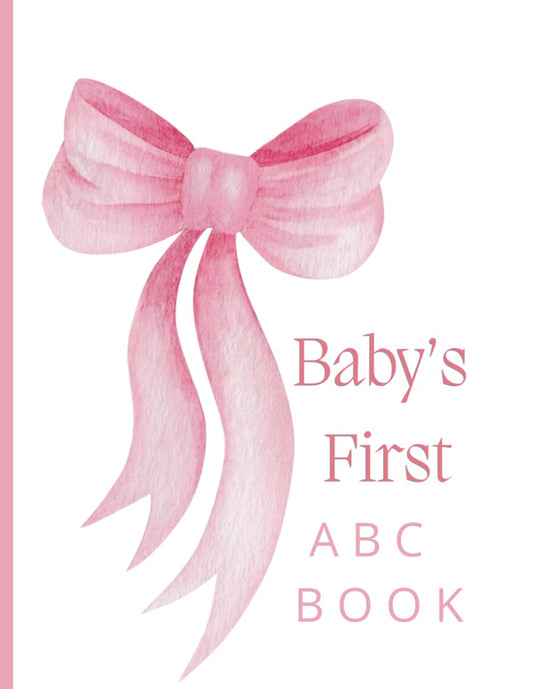 Baby's First ABC Book: Coloring Page Guest Book For Baby Shower in Pink Bow Theme - 8268
