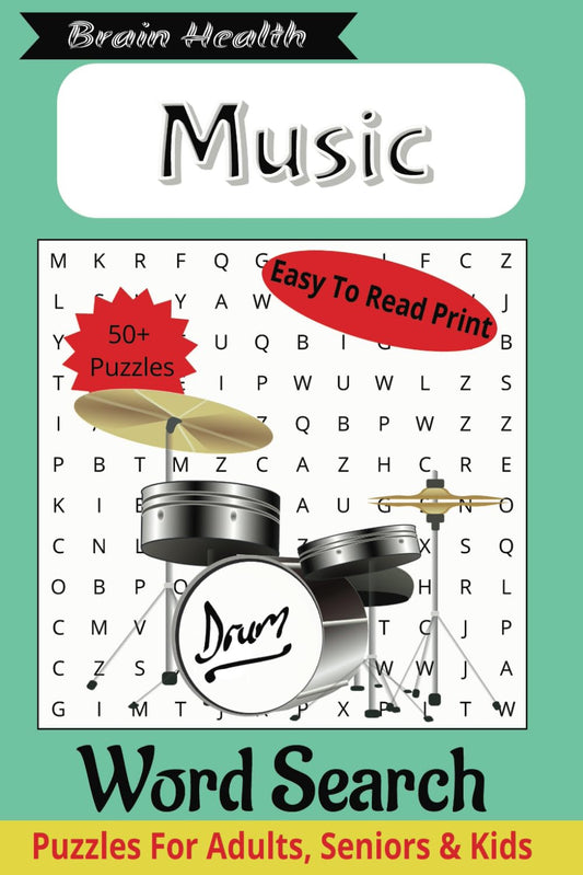 Music Word Search Puzzle Book: Word Searches with Easy to Read Print about, music, musical instruments, musical terms and more | 6x9 inches, 110 pages ... Gift for Vacations, Holidays and Free Times - 9924
