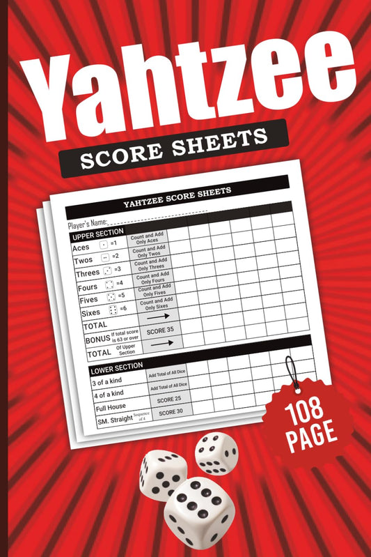 Yahtzee Score Sheets: Large Print Double Sided Scorekepping Cards For Yahtzee Dice Game - 108 Pages, 6x9 inche - 1755