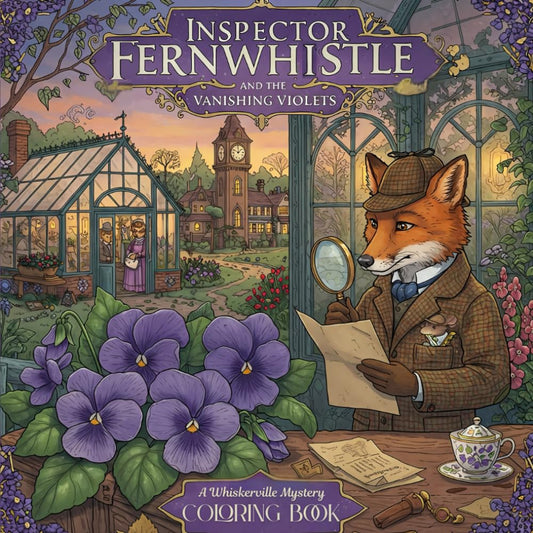 The Whiskerville Mysteries: Inspector Fernwhistle and the Vanishing Violets: Book 2 in the Cozy Mystery Coloring Series for Adults - Color Your Way ... Coloring books with cozy detective story) - 7852