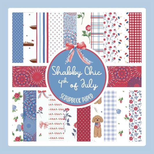 Shabby Chic 4th of July Scrapbook Paper: Floral America Themed Ephemera Craft Paper Pad For Scrapbooking, Mixed Media, Junk Journals & Paper Crafts; 8.5 x 8.5" - 6130