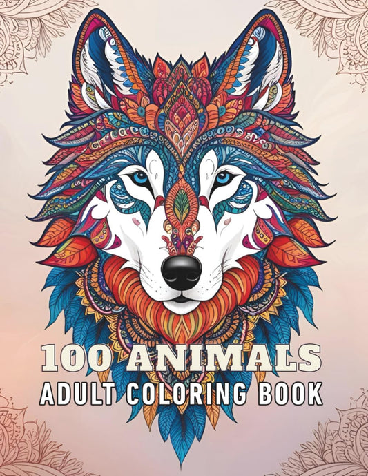 100 animals adult coloring book: coloring book mandala