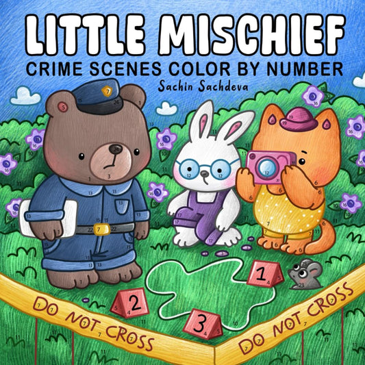 Little Mischief Color by Number: Crime Scenes Coloring Book for Adults and Teens featuring Fuzzy Animals Friends, Little Hygge Moments for Fun and Relaxation - 6662