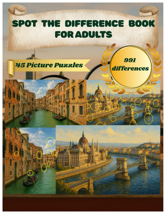 Spot the Difference Book for Adults: A Large Print Road Trip Puzzle Challenge with Hidden Pictures, Logic Games, Scavenger Hunt, Brain Teasers, Focus Activities, and Memory Fun for Older Seekers