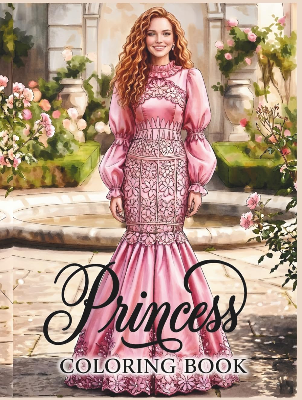 Princess Coloring Book: An Elegant Collection of 20 Luxury Gowns, Royal Palaces and Gardens for Women and Girls: Stress Relief Designs